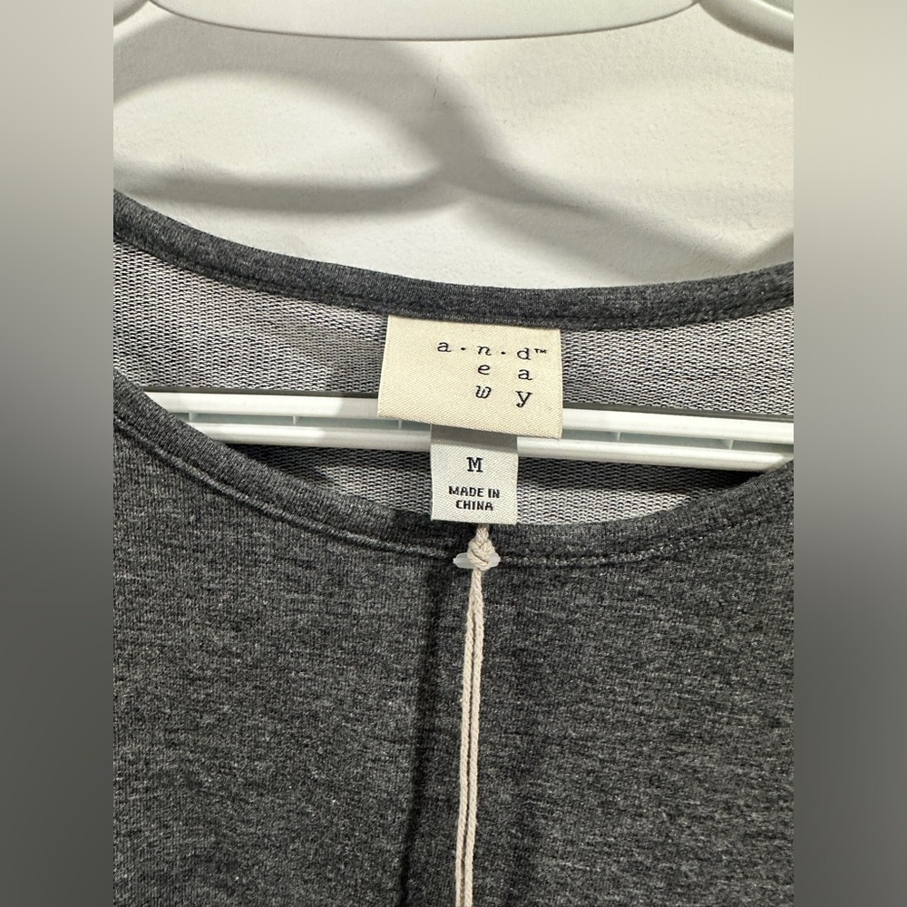 NWT A New Day Three Quarter Sleeve Gray Ruched Tie Waist Dress - Picture 6 of 8